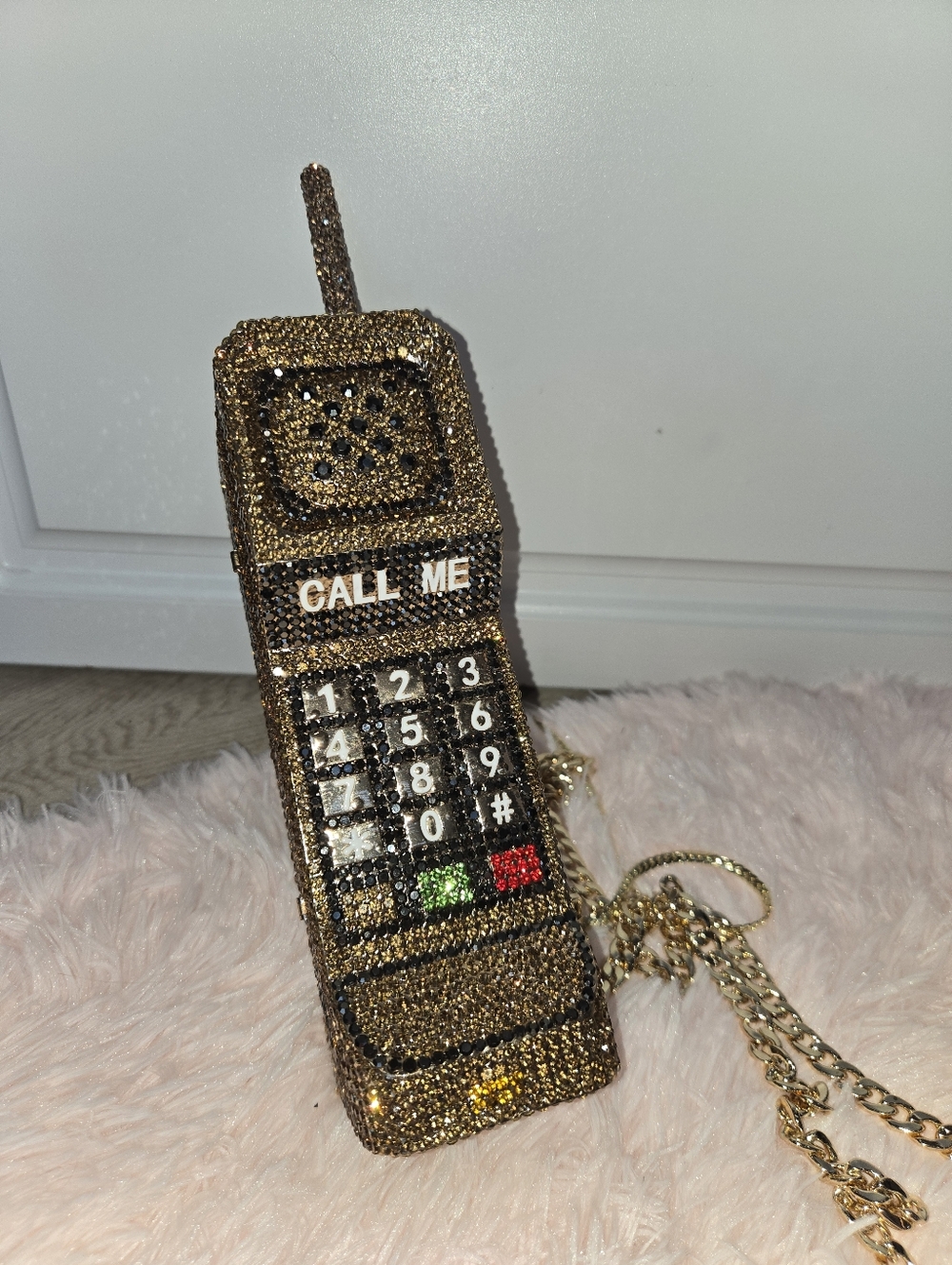 Gold Rhinestone Retro Cell Phone Handbag